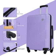 Tripcomp 3 Piece Suitcase Set with Spinner Wheels Hardside Lightweight Luggage Set (Light Purple)