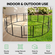 Naipo Dog Playpen, 32in Height, 16 Panels, Portable Metal Fence, Indoor and Outdoor Use, Black