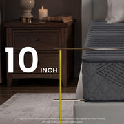 POSMOND Queen Hybrid Mattress, 10 Inch Medium Firm, Pocket Spring, Euro Top, Breathable, Hypoallergenic