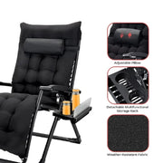 VECUKTY Oversized Zero Gravity Chair Oversized XL Ergonomic Patio Recliner Folding Reclining Chair for Indoor and Outdoor,Black