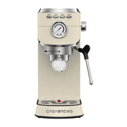 Casabrews CM5418 YEL 20 Bar Espresso Machine with Milk Frother and 34 oz Water Tank, Stainless Steel, Beige