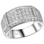 Sheloves Jewelry Mens Wedding Band, 925 Sterling Silver, Round Cut AAAAA Cubic Zirconia, Size 10