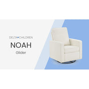 Delta Children Noah Upholstered Swivel Glider with Stain-Resistant LiveSmart Fabric, Almond, GREENGUARD Gold Certified