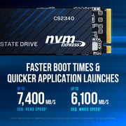 PNY CS2340 1TB M.2 2280 NVMe PCIe Gen4x4 Internal SSD, 7400MB/s Read, 6100MB/s Write