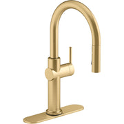 Kohler 22972-2MB Crue Pull Down Kitchen Faucet, Vibrant Brushed Moderne Brass