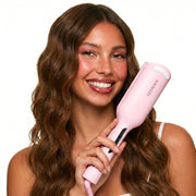 KENZZI Q5 Wave Styler Double Barrel Hair Waver, 1.25 in Barrel, 6 Heat Settings, LED Display, Pink