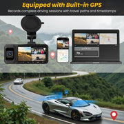 NEXPOW K02 3 Channel 5G WiFi Dash Cam Front Rear Cabin, 4K+1080P+1080P GPS Dash Camera for Car with 64GB Card