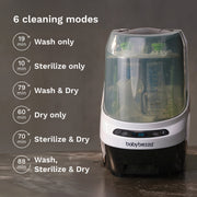 Baby Brezza Bottle Washer Pro 6-in-1 Automatic Washer Sterilizer Dryer for Baby Bottles and Accessories, Charcoal, BRZ0191