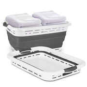 Black+Decker Collapsible Laundry Basket, Slim Rectangle, Gray, Space-Saving Design with Carrying Handles