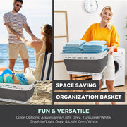 Black+Decker Collapsible Laundry Basket, Slim Rectangle, Gray, Space-Saving Design with Carrying Handles