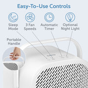 Pure Enrichment PureZone DUO Tabletop Air Purifier, True HEPA 3-Stage Filtration, Dual-Direction Airflow, White, Covers Up to 615 sq. ft., PEAIRCB-W