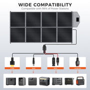 CTOLITY 400W Foldable Monocrystalline Solar Panel, Waterproof, Adjustable Kickstand, Portable Charger for Outdoor Use SP400
