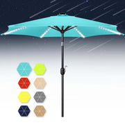 Scafild 7.5FT Meteor Shower Lights Patio Umbrella, Outdoor Table Umbrella with 108 LED Solar Lights, Peacock Blue - Polyester