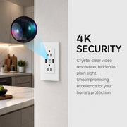 Brscefsir Wall Outlet Camera with Dual USB Ports, 4K Ultra HD Indoor Security Camera, 120 Wide-Angle, WiFi Remote Viewing, Motion Detection, Push Alerts, White, S13 Wall 2USB