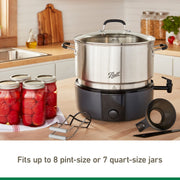 Ball EasyCanner Electric Water Bath Canner, 21-Quart Capacity, Press & Forget Technology, Multicooker and Steamer, Silver