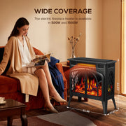 Electactic Electric Fireplace Heater, 25 in, 3D Realistic Flame Effect, Overheat Protection, Remote Control, 500W/1500W, Black