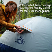 Kelty Late Start 1P Backpacking Tent, Lightweight 3-Season Shelter with Quick Corners, Aluminum Poles, Waterproof Poly Fly, Sea Spray, 40820624