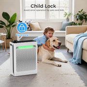 ALROCKET Air Purifier for Large Room, 2680 Ft Coverage, Washable and HEPA Filters, PM2.5 Air Quality Monitor, 5 Fan Speeds, Essential Oil Diffuser, White, DH-JH023