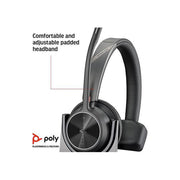 Poly Voyager 4310 UC Wireless Headset, Single-Ear, Bluetooth 5.2, USB-A Adapter, Noise-Canceling Dual Mic, Adjustable Padded Headband, Teams Certified, Charge Stand, 218471-02