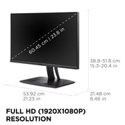 ViewSonic VP2456A 24-Inch 1080p IPS Monitor, ColorPro 100% sRGB, Pantone Validated, 120Hz, USB-C with 90W Power Delivery, HDMI, DisplayPort, Ergonomic Stand
