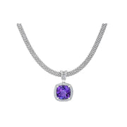Unbranded SGN628AMYWT-SC Amethyst and White Topaz Necklace in Italian Sterling Silver