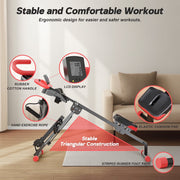 WARMOUNTS 4 in 1 Rowing Machine, Foldable Rower Machine with 4 Adjustable Heights Levels & LCD Monitor