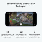 Google Nest Cam Outdoor Wired 2nd Gen, 2K HDR Video, Gemini AI, Weather-Resistant, Night Vision, Two-Way Audio, Snow, GA09963-US
