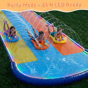 Teblint 22.3FT Triple Lawn Water Slides, Heavy Duty Water Slip Splash Pad Water Fun Toys for Kids Adults