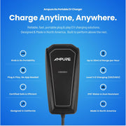 Ampure Go Level 2 Portable EV Charger, 32 Amp, SAE J1772 Connector, NEMA 14-50 Plug, 20ft Cable, Weather-Resistant, UL Certified, 5910764K