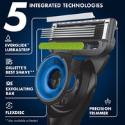 Gillette Labs Cowboys Licensed Cartridge Razor with 5 Blades, Exfoliating Bar, Precision Trimmer, Magnetic Stand, Black, 1 Handle, 4 Blade Refills, 94893986