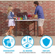 Lifetime Height Adjustable Folding Table, 4 Foot, White Granite, Alloy Steel Frame, Fold-In-Half, 80952