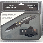Tec X Harley Davidson Tin Knife & Sharpener Collectible Tin Gift Set