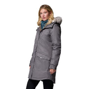 Columbia Suttle Mountain Women's Long Insulated Jacket, Water-Repellent, Omni-Heat Reflective Lining, Sherpa-Lined Hood, City Grey, Large, 179975