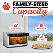 Gourmia Digital Air Fryer Toaster Oven, 4 Slice Capacity, 12 Preset Functions, FryForce 360 Technology, Convection Mode, Black, GTF1188BA