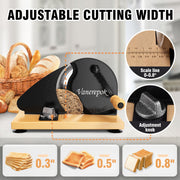 Vanerepok Manual Bread Slicer, Adjustable Thickness Up to 0.9 in, Hand Crank Cutter with Stainless Steel Serrated Blade, Wood Handle, Black