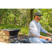 Maxxtuff Food Plot Spreader, 50 lb Capacity, 12V Electric ATV Broadcast Seeder, Adjustable Shut-Off Gate, Universal Mounting Bracket, Black Plastic Hopper with Cover MTF128