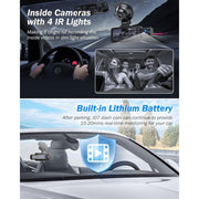 Stock J07 Preferred 3 Channel Dash Cam, 4K Front, 2.5K Rear, 1440P Inside, Triple Car Camera with 32GB Card, G-Sensor, 24Hr Parking Monitor, Loop Recording, IR Night Vision, Blue, J07