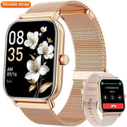 Mingdaln Smart Watch, 1.85-Inch HD Touch Display, IP68 Waterproof, 100+ Sports Modes, Wireless Calling, Message Notifications, Milano Steel Band
