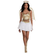 Amscan Heaven On Earth Adult Costume, White and Gold, Womens Size Large, Includes Bralette, Skirt, Wings, Halo 8406773