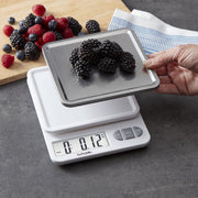 Taylor Precision Products 11lb Digital Kitchen Scale with Removable Stainless Steel Tray, White, 5273821