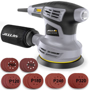 Jellas 5-In Random Orbital Sander with 17Pcs Sandpapers, 6 Variable Speed Sanders for Wood