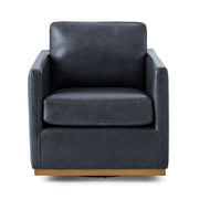 Modern Classic Leather Swivel Chair, Navy - Sturdy & Durable
