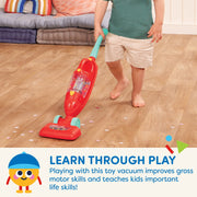 Battat Tidy Tot 2-in-1 Toy Vacuum Set with Real Suction, Blue