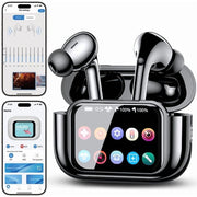 VEAT00L Wireless Earbuds Bluetooth Headphones with ANC ENC Noise Cancelling, Touch Screen, 58H Battery, IPX7 Waterproof, 7 EQ, Deep Bass, Black