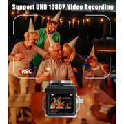 ITwano CHUZHAO Vintage Mini Digital Camera, 12MP, 1080P FHD Video, Autofocus, 16GB Card, Black - Portable TLR Style