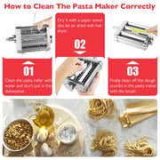 Wiselet 3 In 1 Pasta Maker Attachment for KitchenAid Stand Mixer, Stainless Steel Pasta Sheet Roller, Spaghetti and Fettucine Cutter, Adjustable Thickness, Heavy Duty