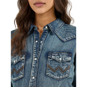 Wrangler Retro Western Long-Sleeve Snap-Down Shirt for Ladies - Denim - XXL