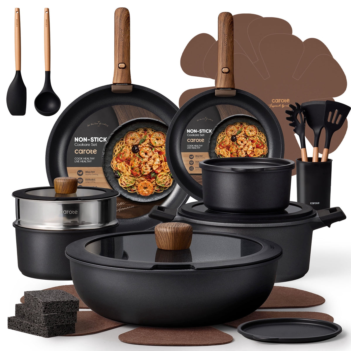 Sim Card Surface Computer Carote A16527 27-Piece Nonstick Cookware Set with Detachable Handles ...