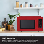 Magic Chef Countertop Microwave Oven, 0.9 Cu Ft, 900 Watts, Digital Touch Controls, Child Safety Lock, Red, MC99MR