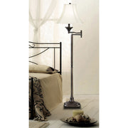Kenroy Home Wentworth Swing Arm Floor Lamp with 15 inch diameter Cream Cut Corner Square shade